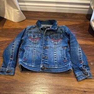 True Religion Blue Jean Jacket with Red Accents